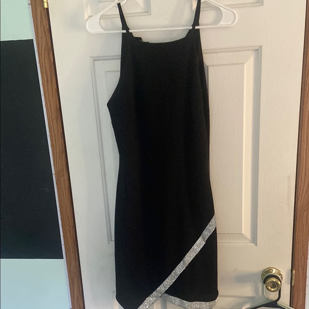Elegant Black Dress with Silver Accents